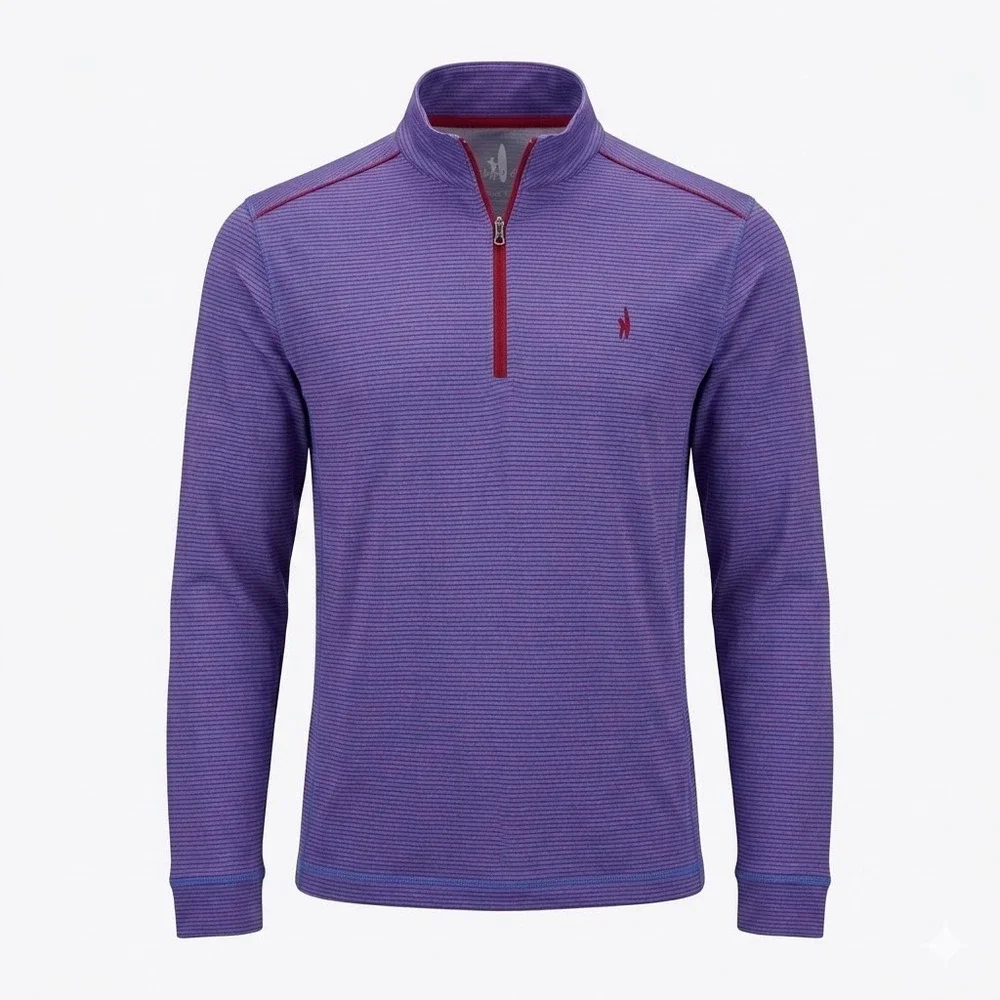 Johnnie-O Riptide Purple Striped Quarter Zip Pullover Mens Large L - CJ